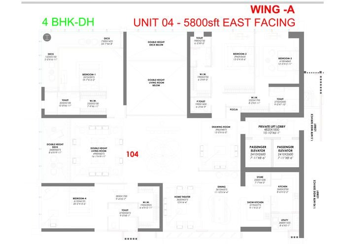 4 BHK double height &middot; 5,800 sft floor plan, Trump Towers Hyderabad, Golden Mile, Kokapet